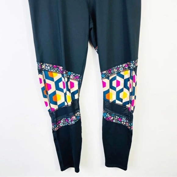 Joy Lab Black Floral Mesh Athletic Leggings Size L - Picture 3 of 5